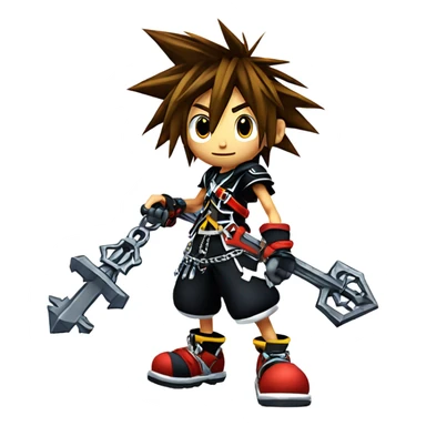 ai generated image of sora from kingdom hearts with his keyblade sticker