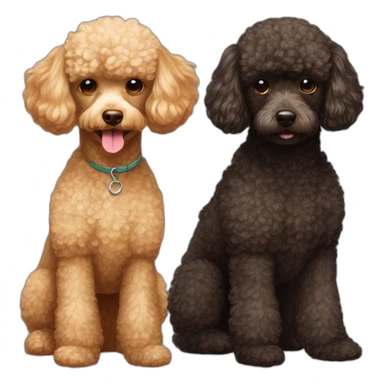 Blonde toy poodle with dark brown toy poodle sticker