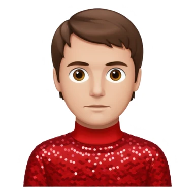Murray Cook from The Wiggles with brown hair, red sequin skivvy shirt, fair skin sticker