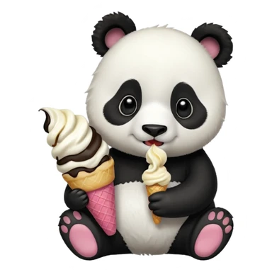Panda eating ice cream sticker