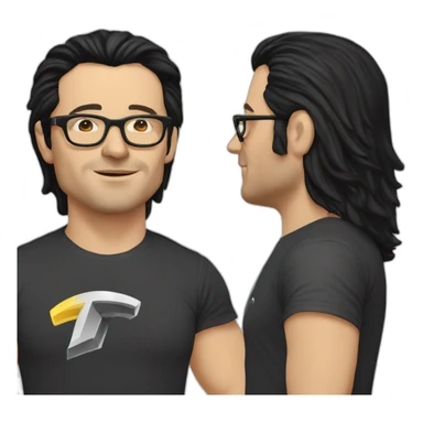 middle-age-lean-white-man-with-black-hair-&-glasses-wearing-tesla-t-shirt, side view sticker