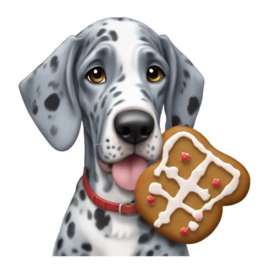 Blue Merle Great Dane eating gingerbread man sticker