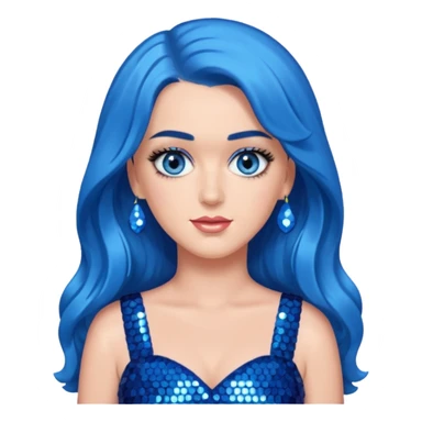 Katy Perry with blue eyes, blue long hair sticker