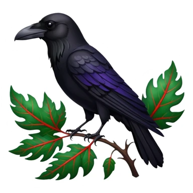 A raven holding a weirwood leaf sticker