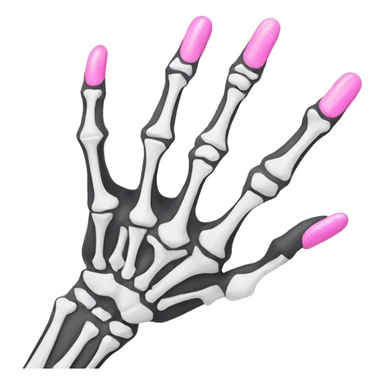 Skeleton hand 5 fingers with pink polish nails minimalistic  sticker