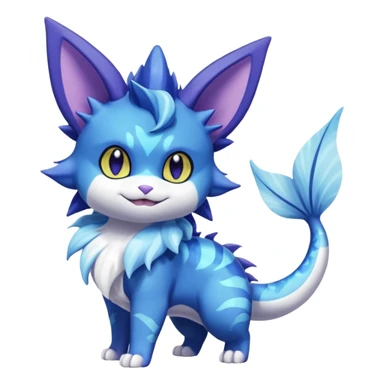 Vaporeon-Purrloin-Meowstic-Fakémon-hybrid-creature (full body)  sticker
