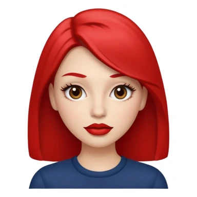 in the style of apple IOS emojis, give me a girly whole person emoji, with big red lips and eyelashes, and hour-glass curvy frame in a neutral pose sticker