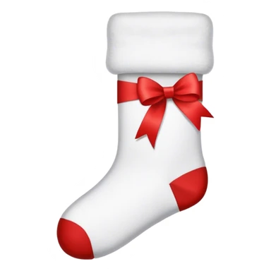 A white sock with a red ribbon sticker