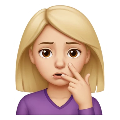 create a girl who is holding her nose because she is smelling something bad sticker