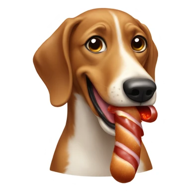 perro salchicha con capucha comiendo una salchicha  sticker