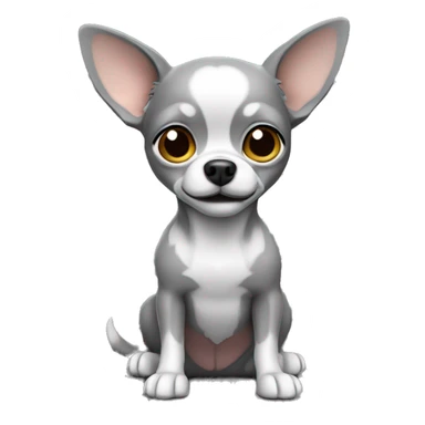 3d grey chihuahua sitting sticker