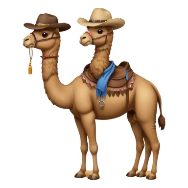 A full body camel with a cowboy hat and without the person on him sticker