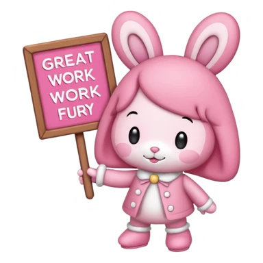 mymelody with sign that says great work sticker