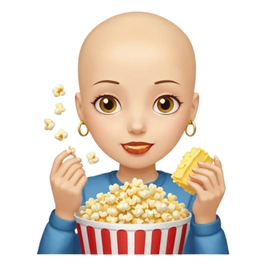 Bald girl eating popcorn sticker