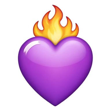 Coração roxo com chamas emoji iPhone sticker