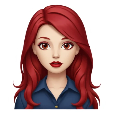 Chappell Roan with long dark red hair, makeup sticker