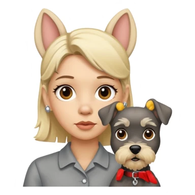 Schnauzer con orejas levantadas y mujer güera sticker