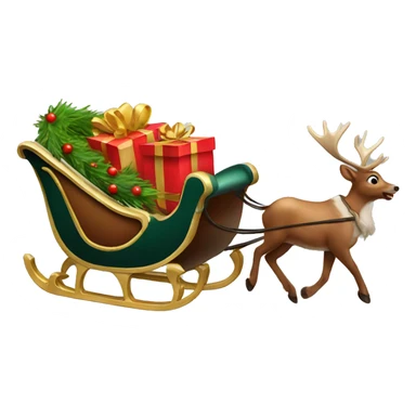 sleigh with reindeer  sticker