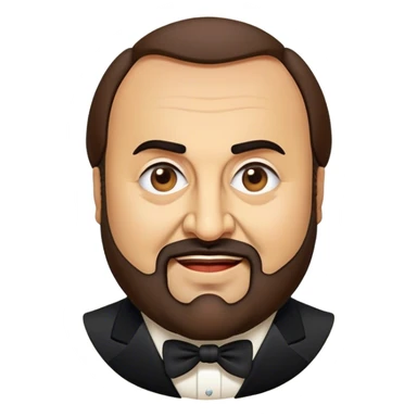 Cinematic Realistic Luciano Pavarotti Portrait Emoji, depicted as a charismatic operatic tenor with expressive eyes and commanding stage presence, rendered with rich elegant textures and warm theatrical lighting that captures his timeless vocal brilliance. sticker
