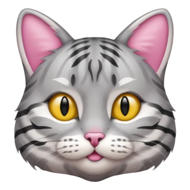 grey tabby cat: pink ears fur sticker