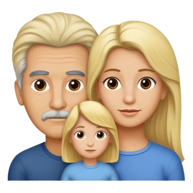 Papá CALVO moreno, hija rizada con pelo largo  y mamá rubia con pelo lacio  pero que NO se abracen sticker