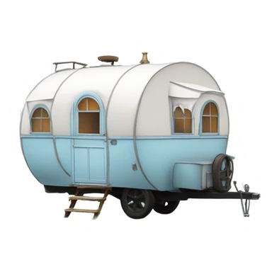 Realistic light blue vintage round gypsy caravan wagon camper sticker