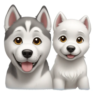 Husky puppy and dog sticker