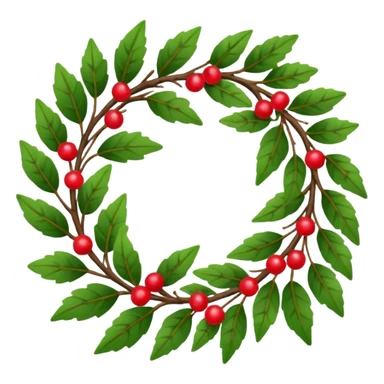 A leafy wreath with small berries woven between the branches. sticker