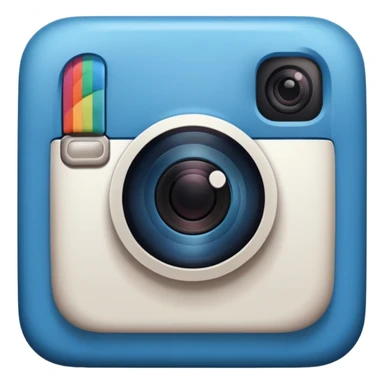 A hand-drawn doodle in a minimalist, cartoon style of a [instagram]. The object is white with thick, rough, black marker outlines and two small black dot eyes. It is a simple sketch with no realistic textures, centered on a solid [blue] circular background." sticker