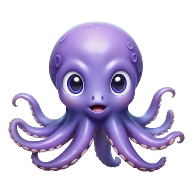 Cinematic Cute Baby Octopus Portrait Emoji, Head tilted slightly in a curious and endearing way, featuring a smooth, rounded light blue-purple body with enormous, sparkling eyes filled with warmth and innocence, delicate tentacles curling playfully, Simplified yet irresistibly adorable features, highly detailed, glowing with a soft, dreamy marine glow, high shine, affectionate and gentle, stylized with a touch of whimsical deep-sea charm, soft glowing outline, capturing the essence of a tiny, inquisitive octopus that looks ready to gently drift into your heart! sticker