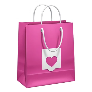 Fuchsia pink paper bag with white handles, repeating 'DRUNI' pattern in light pink and a vertical white 'DRUNI' in the center, iOS emoji style, shiny and realistic. sticker