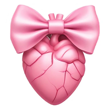 Pink anatomical heart pastel pink with pink bow tie on top sticker
