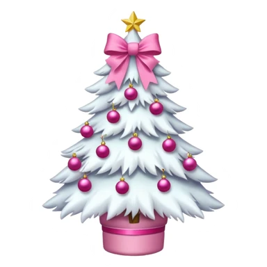 WHITE CHRISTMAS TREE WITH PINK BOWS sticker