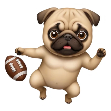 Pug throwing a football sticker