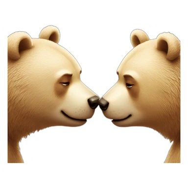 Female bear and male bear kissing, face only, with hearts above them sticker
