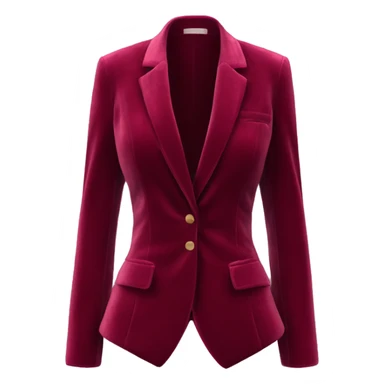 Realistic isolated open wine color velvet feminine fashion blazer jacket.  sticker