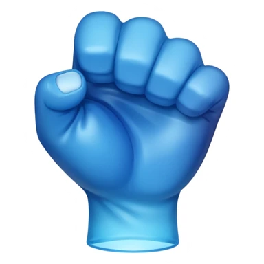 Give me a punching emoji with a blue gradient and transparency, No face, just a fist, With the effect of glass and transparency sticker