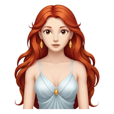 femme avec des cheveux très long roux, yeux marrons belle comme une déesse avec un beau corps sticker