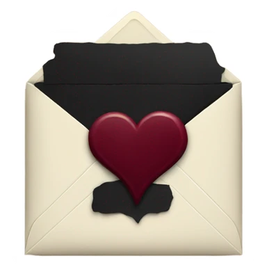 black envelope with burgundy wax heart seal sticker