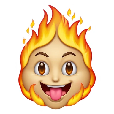 a samsung-style emoji of a basic face with dollar sign eyes sticking out a flaming tongue sticker