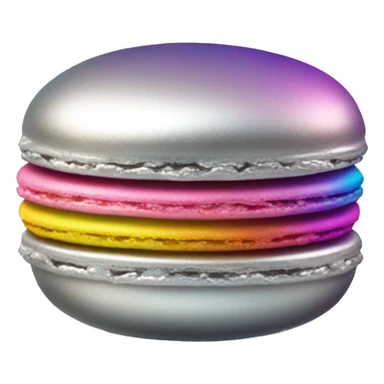 Realistic metallic silver macaroon with gradient colorful filling  sticker
