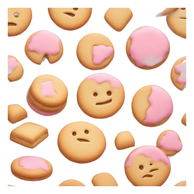 A single pink biscuit on a white background sticker