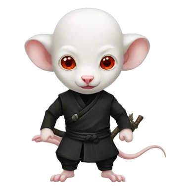 Albino rat red eyes, black ninja costume sticker