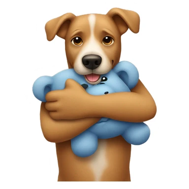 dog hug a teddy bear sticker