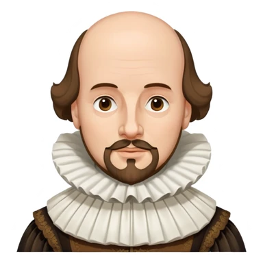 William Shakespeare portrait with elizabethan ruff collar and balding head with hair on sides sticker