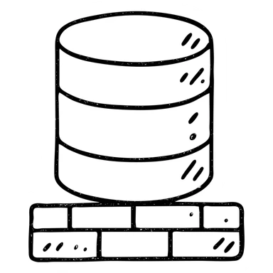 geometric forms hinting at database and basement with worn distressed effect sticker