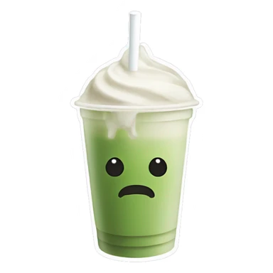 Iced matcha latte to go cup with straw no whip cream no face  sticker