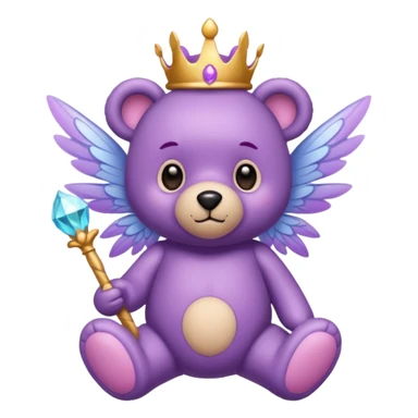 Purple fairy teddy with wings and a wand sticker
