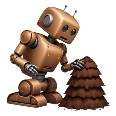robot holding poop sticker