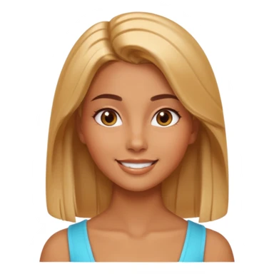 Create a 3D emoji in iOS emoji aesthetic style of a beautiful woman. She has smooth skin, shiny hair, soft facial features, and a gentle warm smile. Lighting is bright and balanced, with clean white background and soft shadows. The design should look expressive, glossy like real iPhone emojis

 sticker